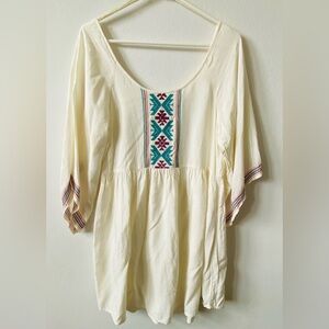 Roxy brand embroidered mini dress or beach cover-up M